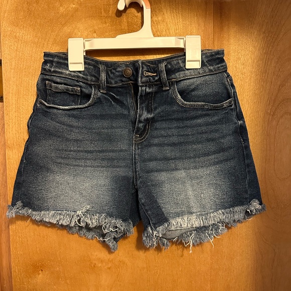 Zenana Outfitters Pants - Zenana Outfitters Dark Blue Frayed Jean Shorts